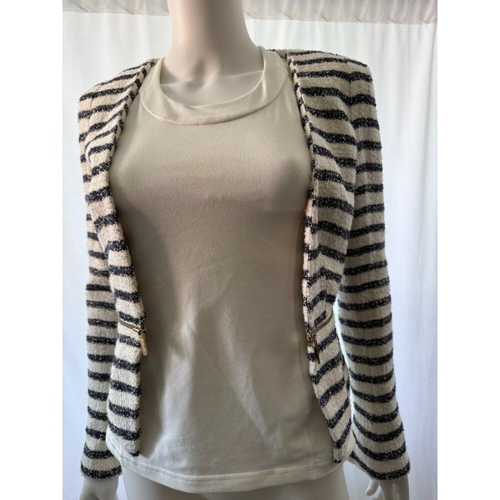 Guess By Marciano Women's Jacket Blazer  Striped White Black Size 2